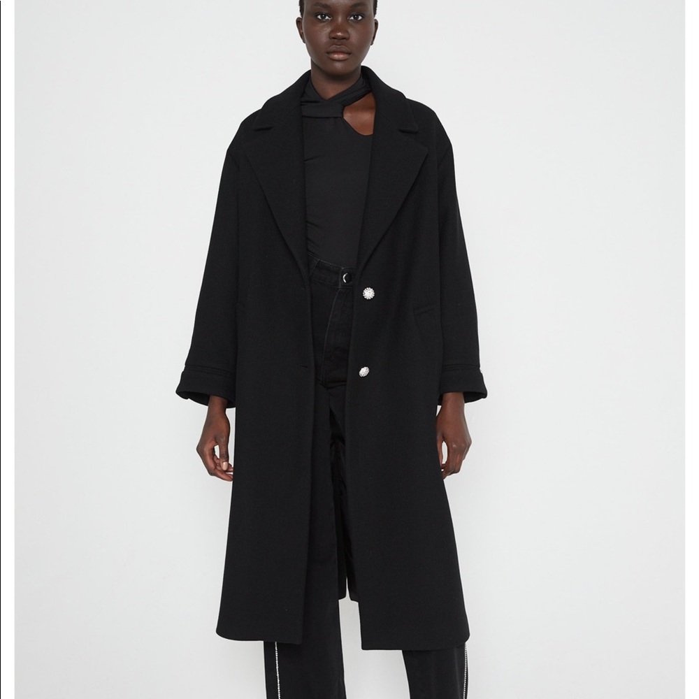 JEWEL BUTTON COAT - BLACK